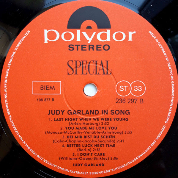 Judy Garland - Judy Garland In Song (LP Tweedehands)