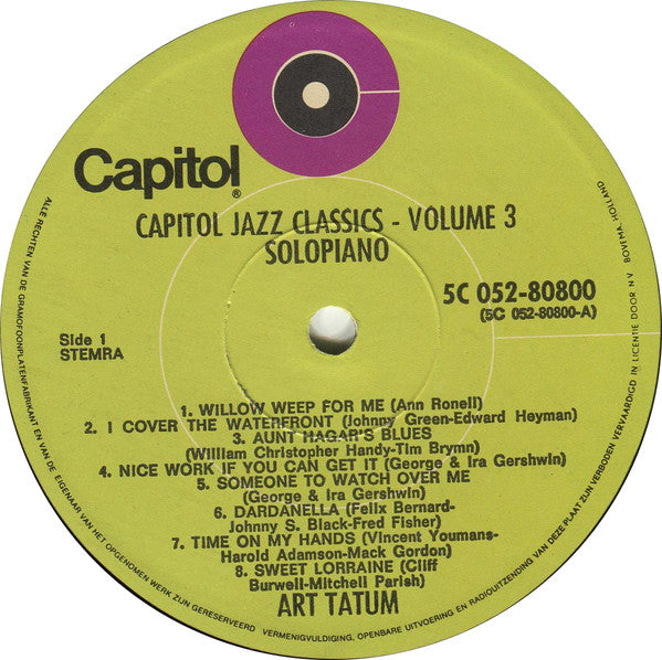 Art Tatum - Solo Piano (LP Tweedehands) - Discords.nl