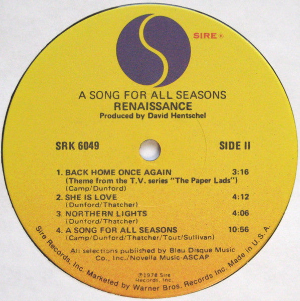 Renaissance - A Song For All Seasons (LP Tweedehands) - Discords.nl