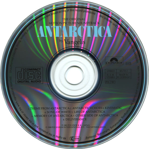 Vangelis - Antarctica (Music From Koreyoshi Kurahara's Film) = 南極物語 (CD Tweedehands)