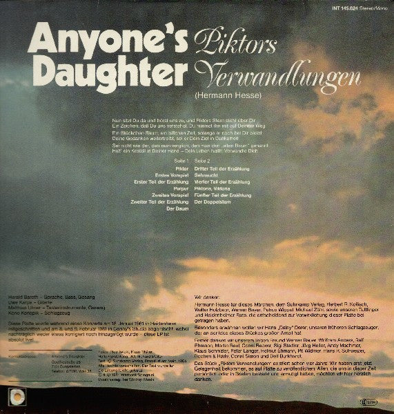 Anyone's Daughter - Piktors Verwandlungen (LP Tweedehands)