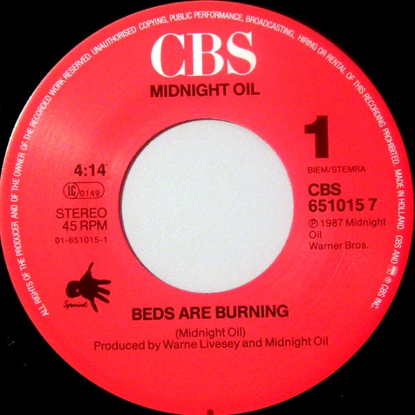 Midnight Oil - Beds Are Burning (7-inch Tweedehands)