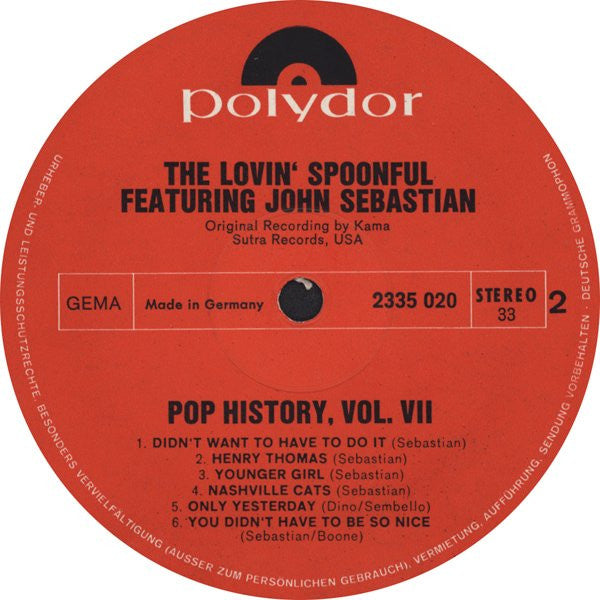 Lovin' Spoonful, The Featuring John Sebastian - Pop History Vol 5 (LP Tweedehands)