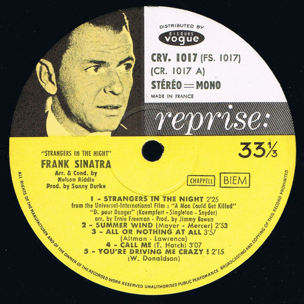 Frank Sinatra Arranged And Conducted By Nelson Riddle - Strangers In The Night (LP Tweedehands)