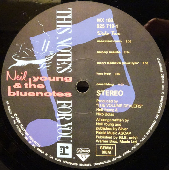 Neil Young & Bluenotes (5), The - This Note's For You (LP Tweedehands)