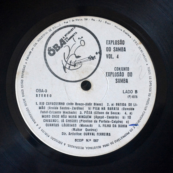 Conjunto Explosão Do Samba - Explosão Do Samba Volume 4 (LP Tweedehands)