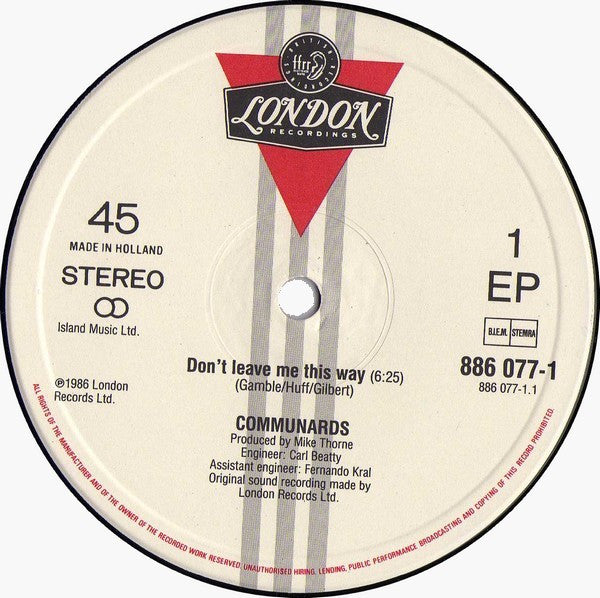 Communards, The With Sarah Jane Morris - Don't Leave Me This Way (12" Tweedehands) - Discords.nl