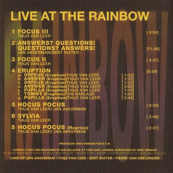 Focus (2) - At The Rainbow (CD)