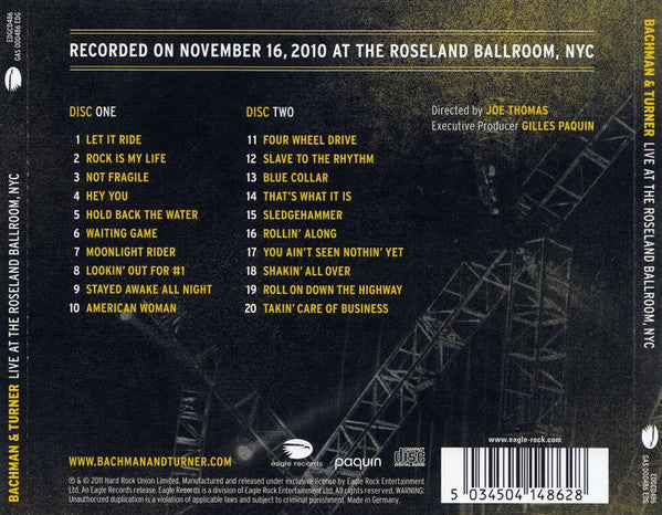 Bachman & Turner - Live at the Roseland Ballroom, NYC (CD)