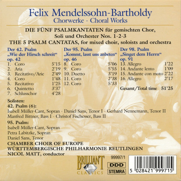 Felix Mendelssohn-Bartholdy, Chamber Choir of Europe, Nicol Matt - Chorwerke = Choral Works (Complete) (CD Tweedehands)