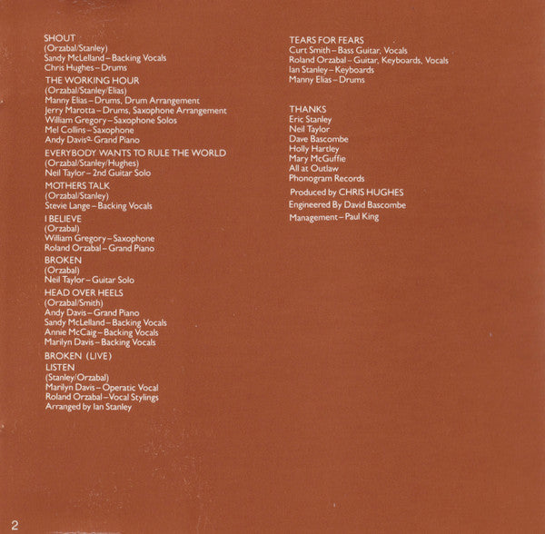 Tears For Fears - Songs From The Big Chair (CD Tweedehands)