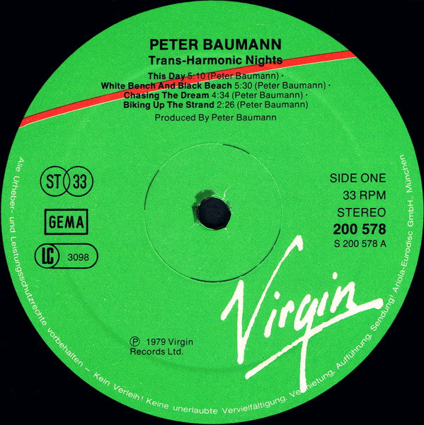 Peter Baumann - Trans Harmonic Nights (LP Tweedehands)