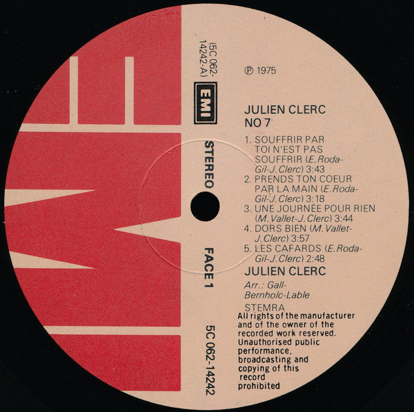 Julien Clerc - N° 7 (LP Tweedehands) - Discords.nl
