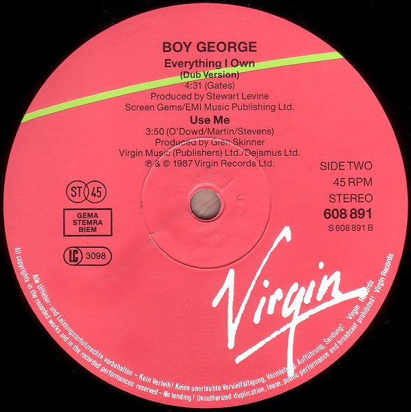 Boy George - Everything I Own (12" Tweedehands)