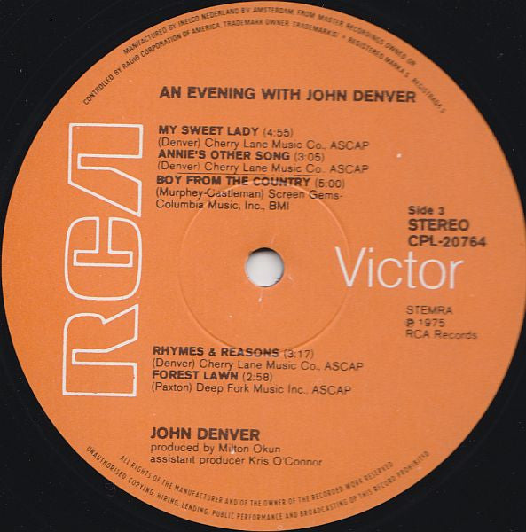 John Denver - An Evening With John Denver (LP Tweedehands) - Discords.nl