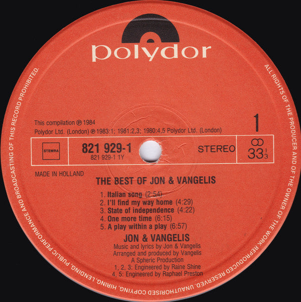 Jon & Vangelis - The Best Of Jon And Vangelis (LP Tweedehands) - Discords.nl