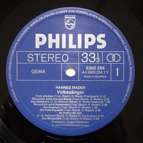 Hannes Wader - Volkssänger (LP Tweedehands) - Discords.nl