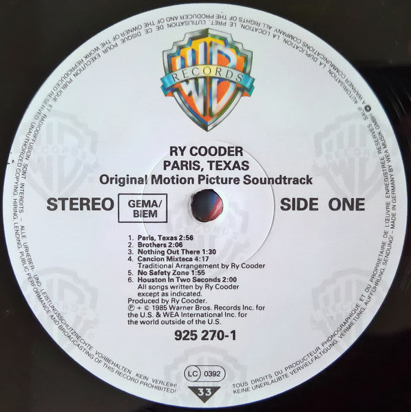 Ry Cooder - Paris, Texas (Original Motion Picture Soundtrack) (LP Tweedehands) - Discords.nl