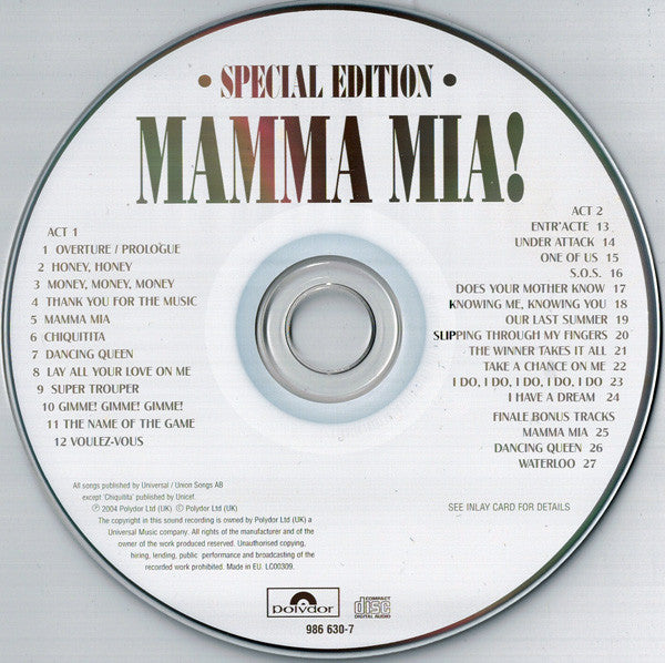 "Mamma Mia!" Original Cast - Mamma Mia! The Musical Based On The Songs Of ABBA (Original Cast Recording) (CD Tweedehands)