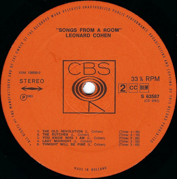 Leonard Cohen - Songs From A Room (LP Tweedehands) - Discords.nl