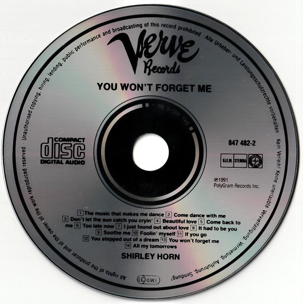 Shirley Horn - You Won't Forget Me (CD Tweedehands) - Discords.nl