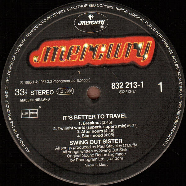 Swing Out Sister - It's Better To Travel (LP Tweedehands) - Discords.nl
