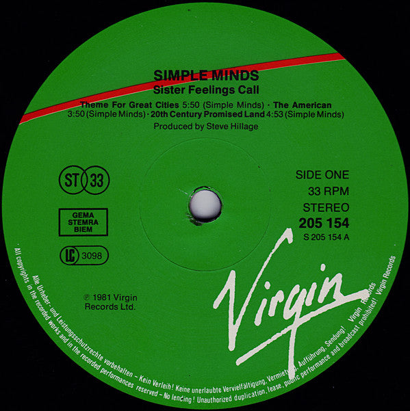 Simple Minds - Sister Feelings Call (LP Tweedehands)