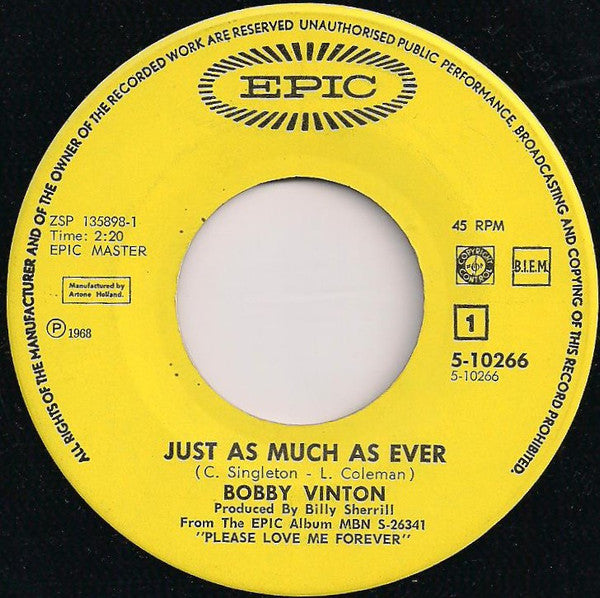 Bobby Vinton - Just As Much As Ever (7-inch Tweedehands)
