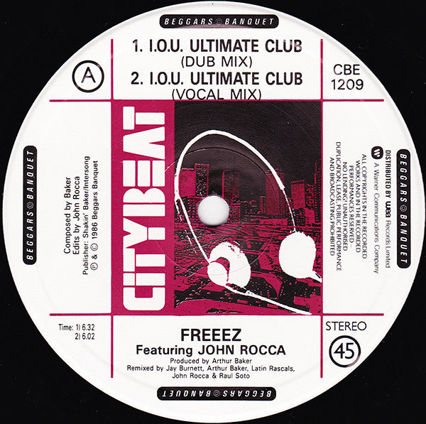 Freeez Featuring John Rocca - I.O.U. (The Ultimate Mixes '87) (12" Tweedehands)