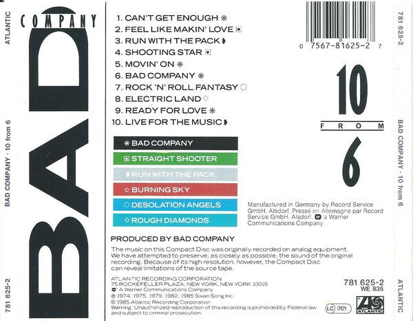 Bad Company (3) - 10 From 6 (CD Tweedehands) - Discords.nl
