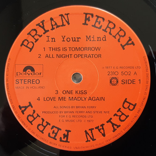 Bryan Ferry - In Your Mind (LP Tweedehands) - Discords.nl