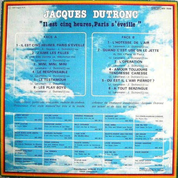 Jacques Dutronc - Il Est Cinq Heures, Paris S'Éveille (LP Tweedehands)