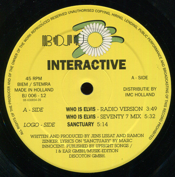 Interactive - Who Is Elvis (12" Tweedehands)