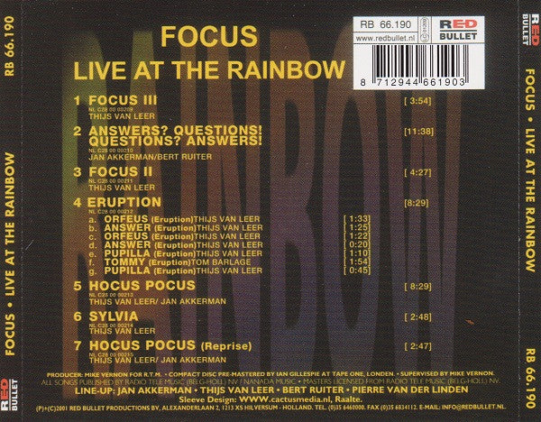 Focus (2) - At The Rainbow (CD)