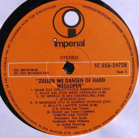 Dimitri Van Toren - Zullen We Dansen Of Hard Weglopen (LP Tweedehands)