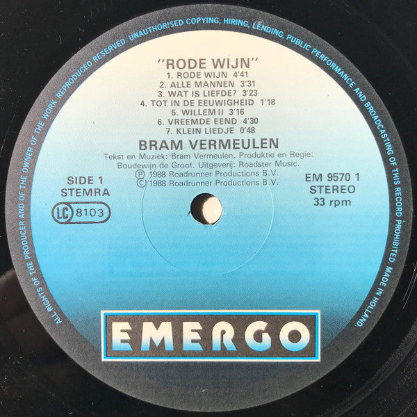 Bram Vermeulen - Rode Wijn (LP Tweedehands)