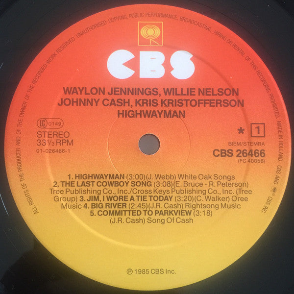 Waylon Jennings ◇ Willie Nelson ◇ Johnny Cash ◇ Kris Kristofferson - Highwayman (LP Tweedehands)