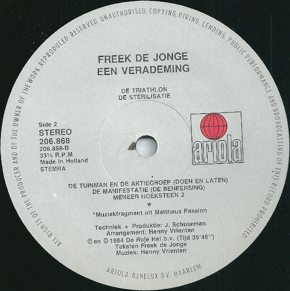 Freek de Jonge - Een Verademing (LP Tweedehands)