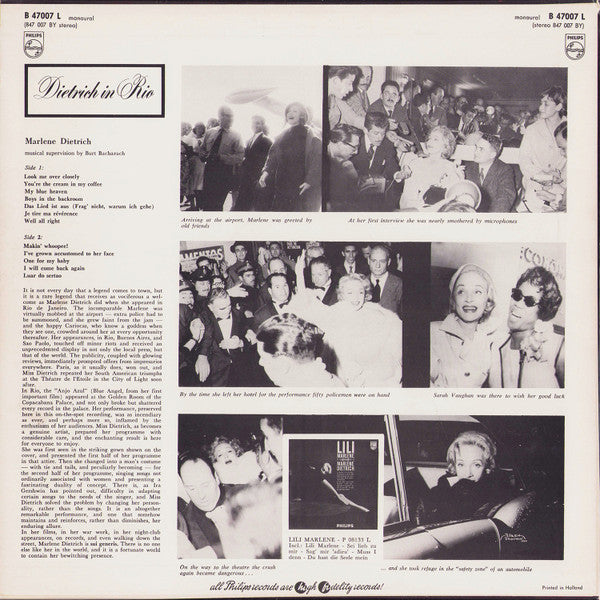 Marlene Dietrich - Dietrich In Rio (Recorded In Rio De Janeiro) (LP Tweedehands)