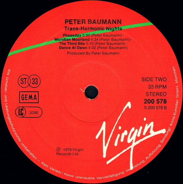 Peter Baumann - Trans Harmonic Nights (LP Tweedehands)