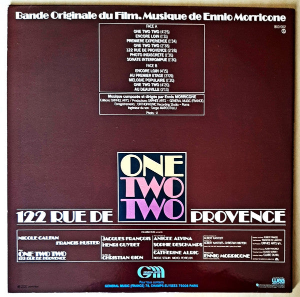 Ennio Morricone - One Two Two (122, Rue De Provence) (Bande Originale Du Film) (LP Tweedehands) - Discords.nl