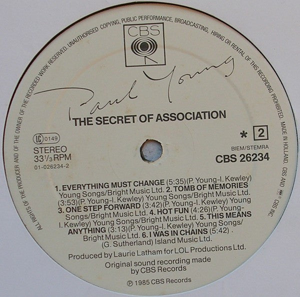 Paul Young - The Secret Of Association (LP Tweedehands)