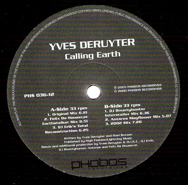 Yves Deruyter - Calling Earth (LP Tweedehands)