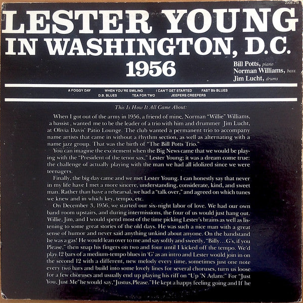 Lester Young - "Pres" – In Washington, D.C. 1956 (LP Tweedehands) - Discords.nl