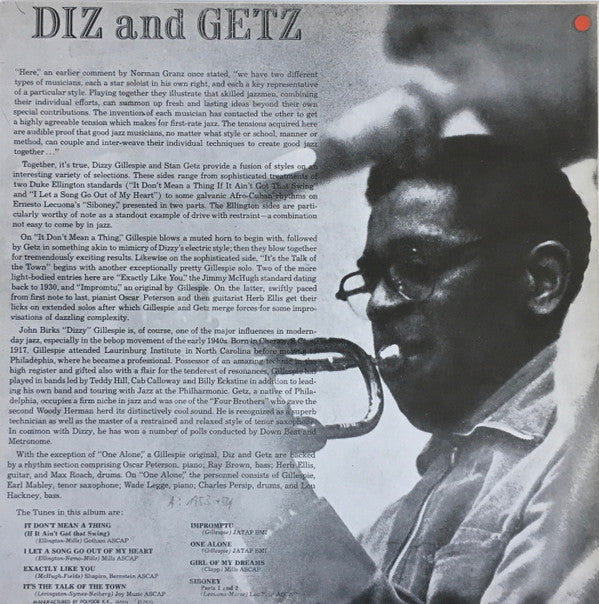 Dizzy Gillespie And Stan Getz - Diz And Getz (LP Tweedehands) - Discords.nl