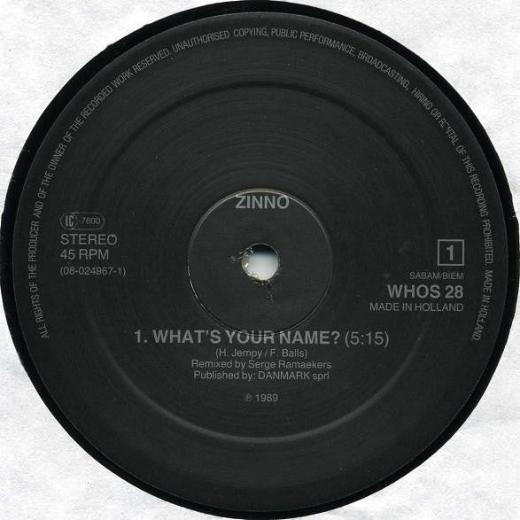 Zinno - What's Your Name? - The Return (12" Tweedehands)