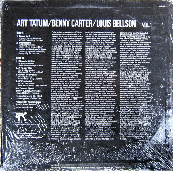 Art Tatum / Benny Carter / Louis Bellson - The Tatum Group Masterpieces Vol. 1 (LP Tweedehands) - Discords.nl