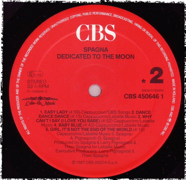 Ivana Spagna - Dedicated To The Moon (LP Tweedehands)