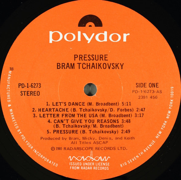 Bram Tchaikovsky - Pressure (LP Tweedehands)