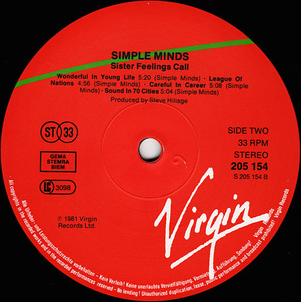 Simple Minds - Sister Feelings Call (LP Tweedehands)